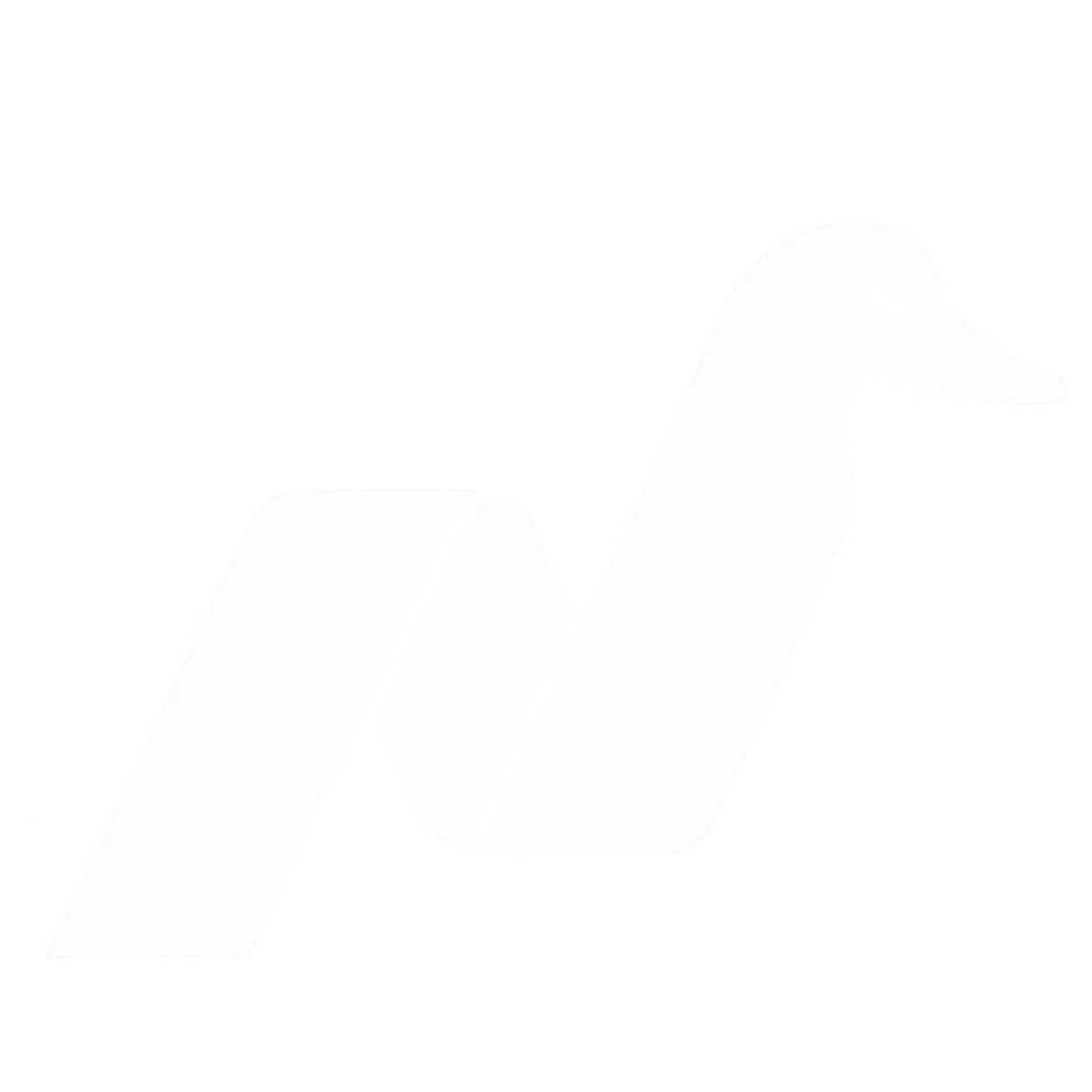 White folded N with a duck head